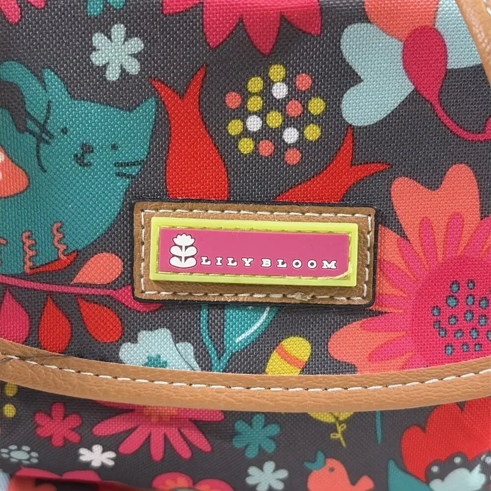 Lily Bloom Backpack Playful Garden Cats Eco-friendly Grey/Multi-Color Charity - Picture 7 of 15